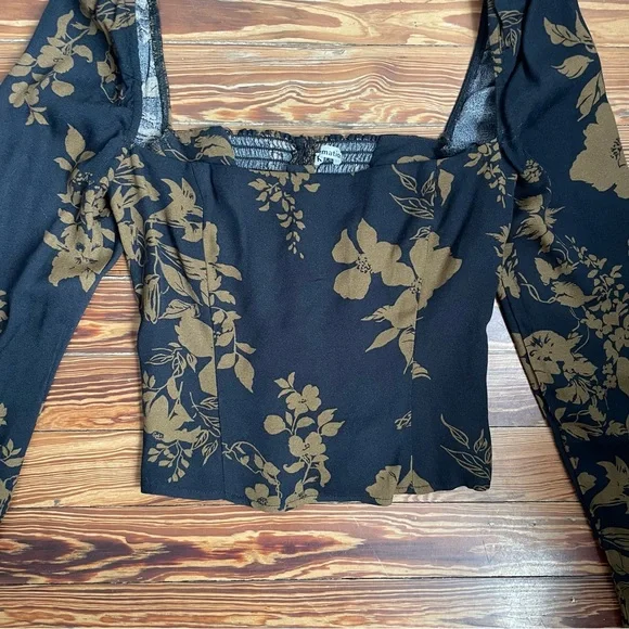Reformation Blue and Brown Long Sleeve Floral Top - Picture 3 of 14